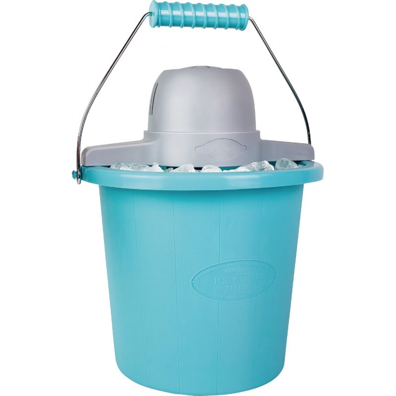 Nostalgia Ice Cream Maker with Easy-Carry Handle 4 Qt., Blue