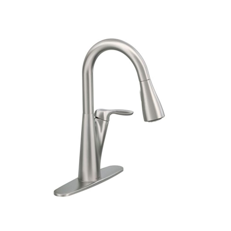 Moen Harlon Series 87499SRS Kitchen Faucet, 1.5 gpm, 1-Faucet Handle, 4-Faucet Hole, Stainless Steel, Lever Handle