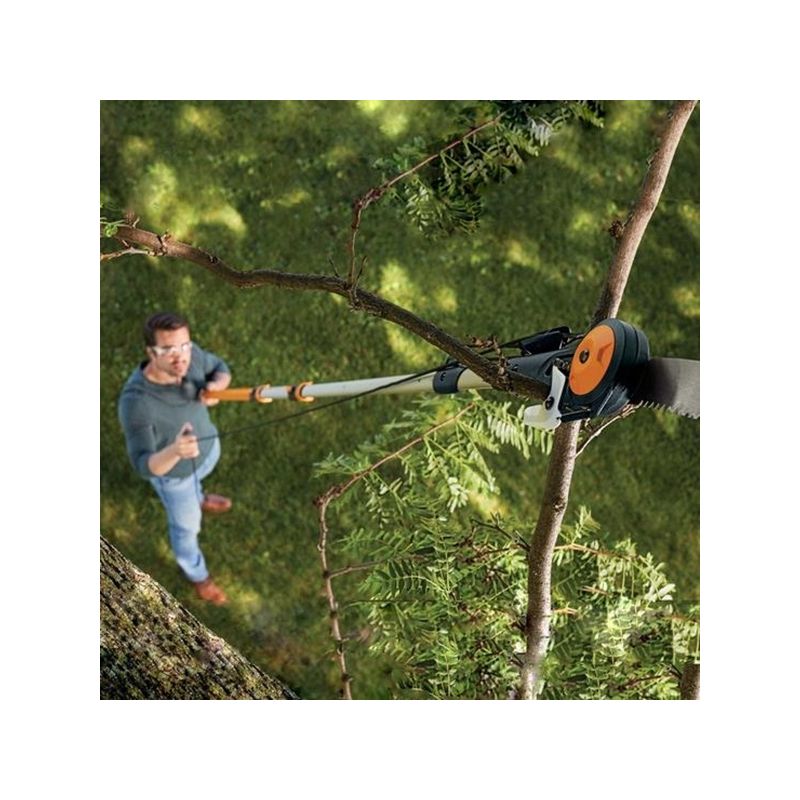 Fiskars 394631-1001 Pole Saw and Pruner, 1-1/4 in Dia Cutting Capacity, Steel Blade, 7 to 16 ft L Extension