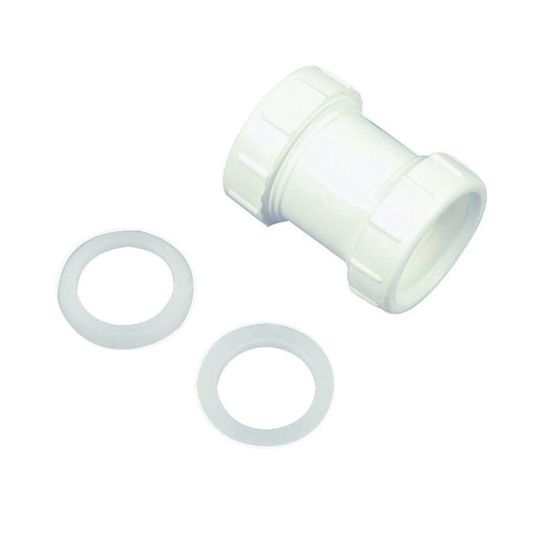 Danco 94036 Coupling, 1-1/2 in, Slip Joint, Plastic, White White