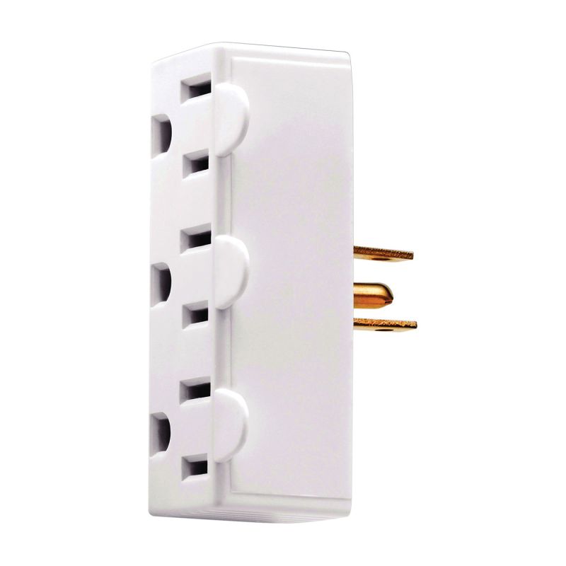 Eaton Wiring Devices BP1147W Outlet Tap, 2 -Pole, 15 A, 125 V, 3 -Outlet, NEMA: NEMA 5-15R, White White
