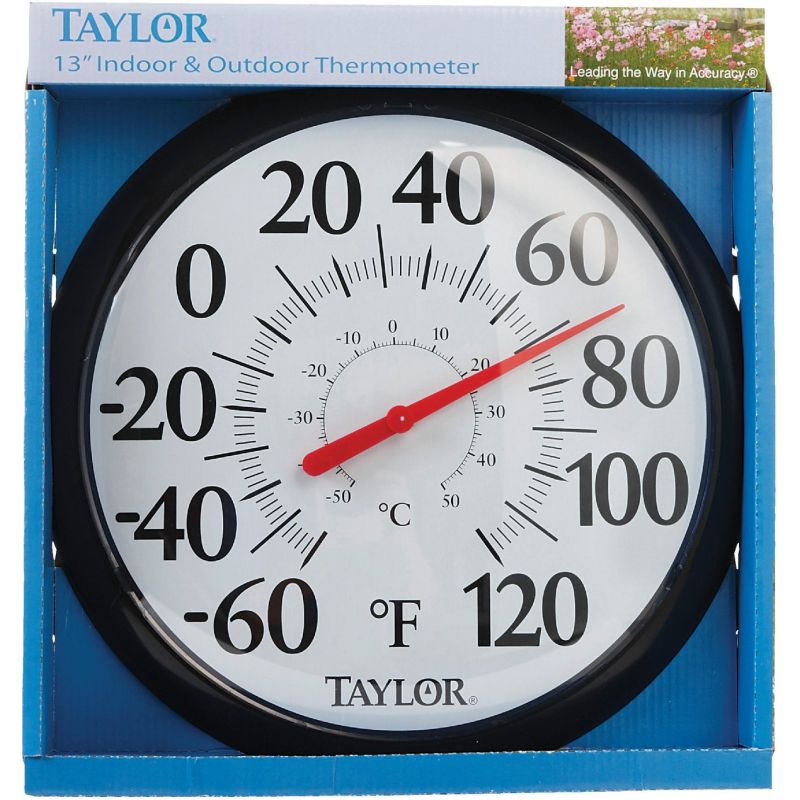 Taylor Image Gallery Easy Read Dial Outdoor Wall Thermometer White, Black Rim &amp; Numbers