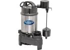 Superior Pump Stainless/Cast Submersible Sump Pump, Side Discharge 3/4 HP, 4800 GPH