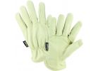 West Chester Protective Gear Grain Pigskin Leather Driver Work Glove XL, White