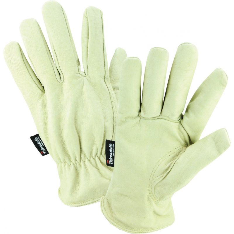 West Chester Protective Gear Grain Pigskin Leather Driver Work Glove L, White