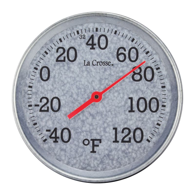 La Crosse 104-2822 Thermometer, 8 in Dia x 1.85 in D Display, -40 to 120 deg F