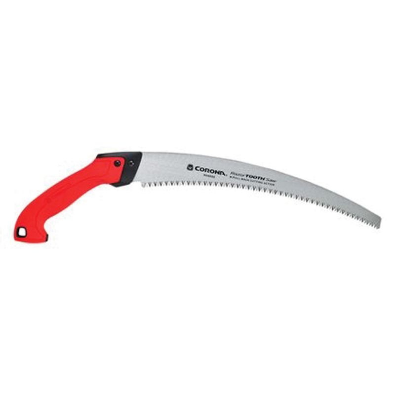 CORONA RS16020 Curved Pruning Saw, 14 in Blade, SK5 Steel Blade, 6 TPI, Rubber Handle, Non-Slip Handle Red