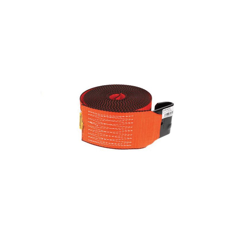 ANCRA 43795-90-30 Winch Strap with Flat Hook, 4 in W, 30 ft L, 5400 lb Working Load, Polyester, Orange Orange