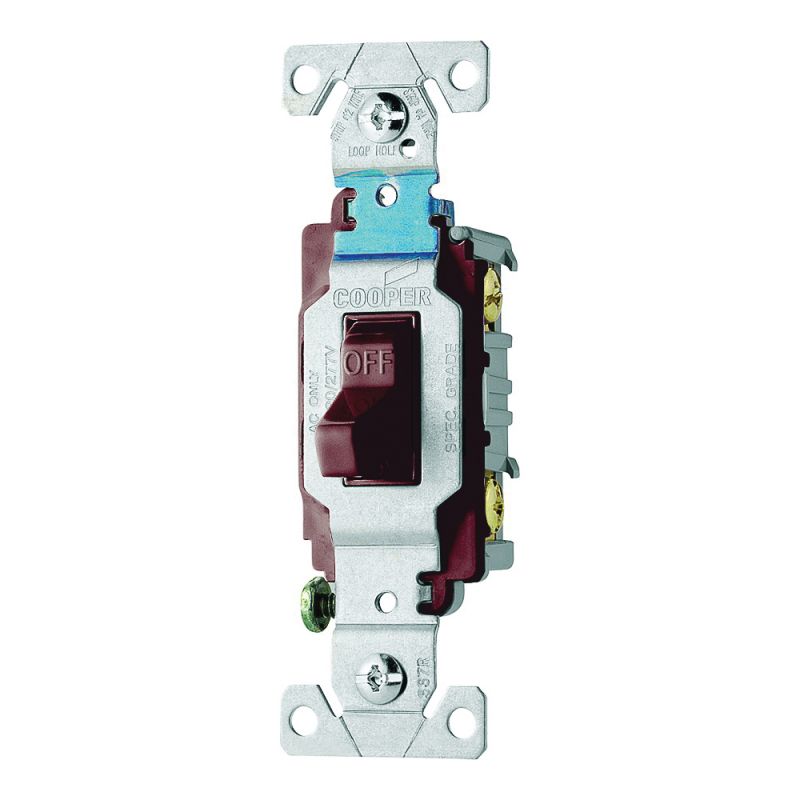 Eaton Wiring Devices CS115B Toggle Switch, 15 A, 120/277 V, Screw Terminal, Nylon Housing Material, Brown Brown