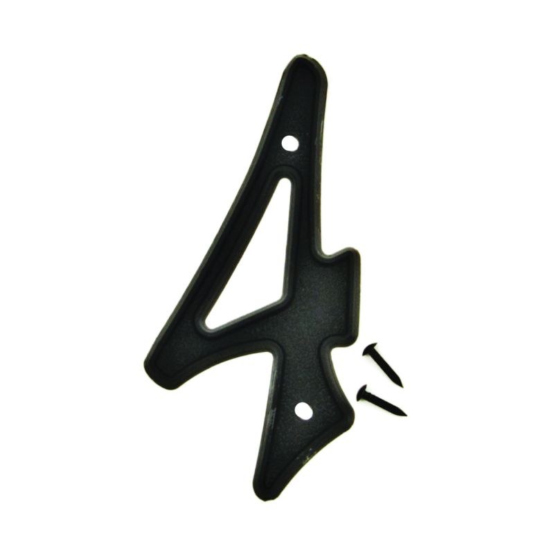 Hy-Ko PN-29/4 House Number, Character: 4, 4 in H Character, Black Character, Plastic (Pack of 10)