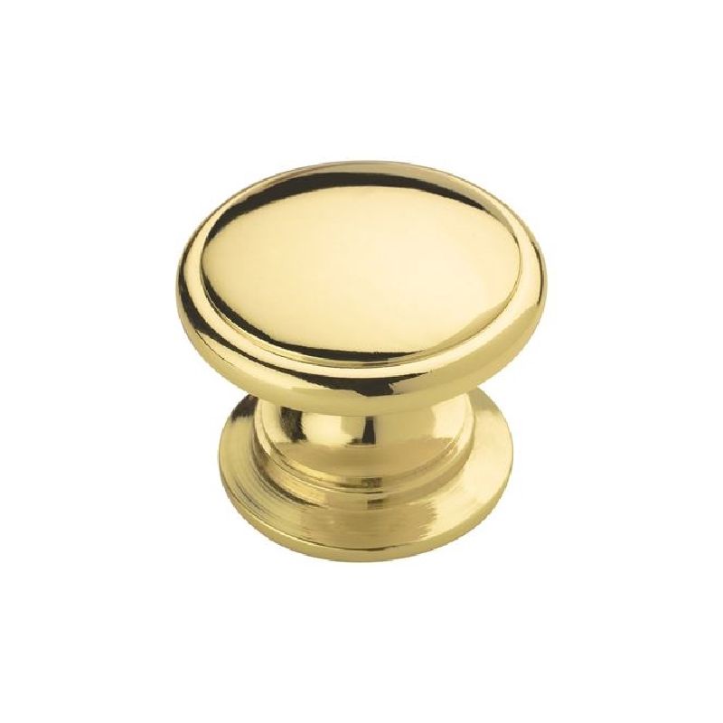Amerock Allison Value Series BP530123 Cabinet Knob, 1-1/16 in Projection, Zinc, Polished Brass 1-1/4 In Dia