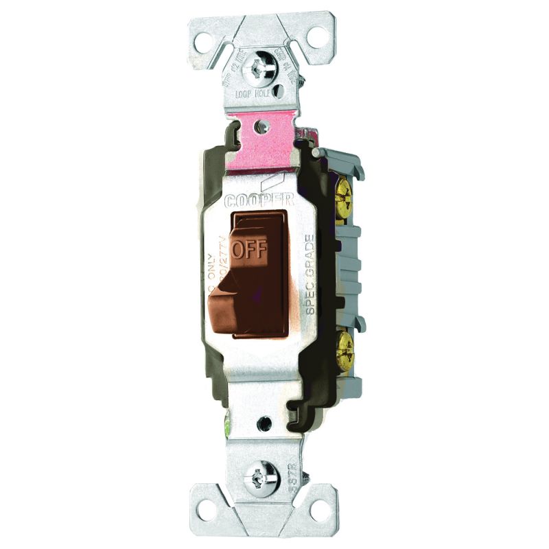Eaton Wiring Devices CS120B Toggle Switch, 20 A, 120/277 V, Screw Terminal, Nylon Housing Material, Brown Brown