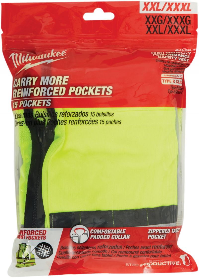 Buy Milwaukee ANSI Class Performance Safety Vest 2XL/3XL, Hi Vis Yellow