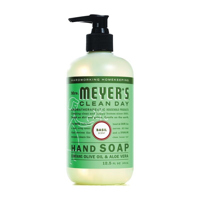Mrs. Meyer&#039;s 14104 Hand Soap, Liquid, Colorless, Basil, 12.5 oz Bottle Colorless