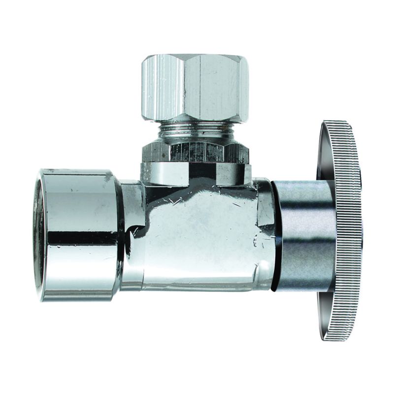 Plumb Pak PP51-1PCLF Shut-Off Valve, 1/2 x 1/2 in Connection, FIP x Compression, Brass Body