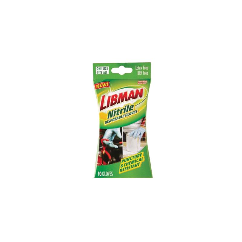 Libman 1328 Disposable Gloves, One-Size, Nitrile, Powder-Free, Blue One-Size, Blue
