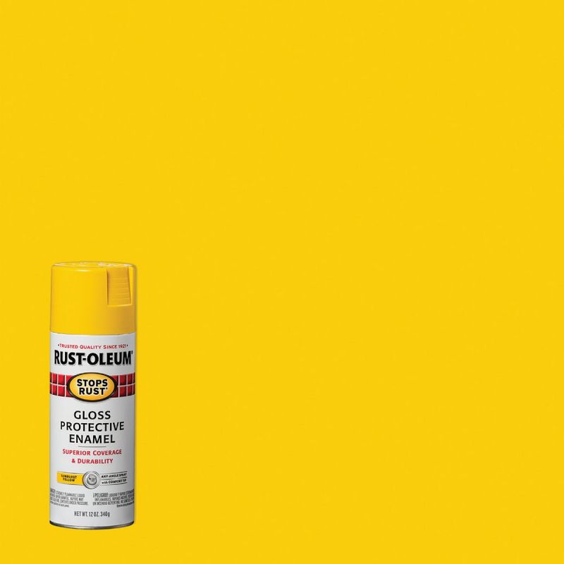Rust-Oleum Stops Rust Protective Enamel Spray Paint Sunburst Yellow, 12 Oz.