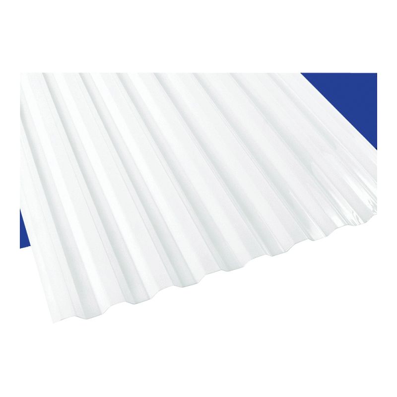 Suntuf 101892 Corrugated Panel, 12 ft L, 26 in W, Greca 76 Profile, 0.032 in Thick Material, Polycarbonate, Opal White Opal White (Pack of 10)