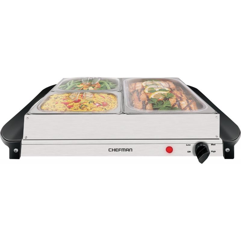 Chefman Electric Buffet Server &amp; Warming Tray 5 Qt., Silver