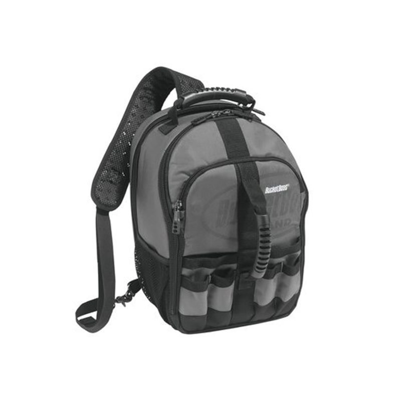 Bucket Boss Professional Series 65160 Sling Pack Tool Bag, 10-1/2 in W, 8 in D, 15 in H, 24-Pocket, Poly Fabric