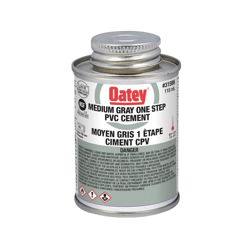 Oatey 31595 One-Step Cement, 118 mL, Liquid, Gray Gray
