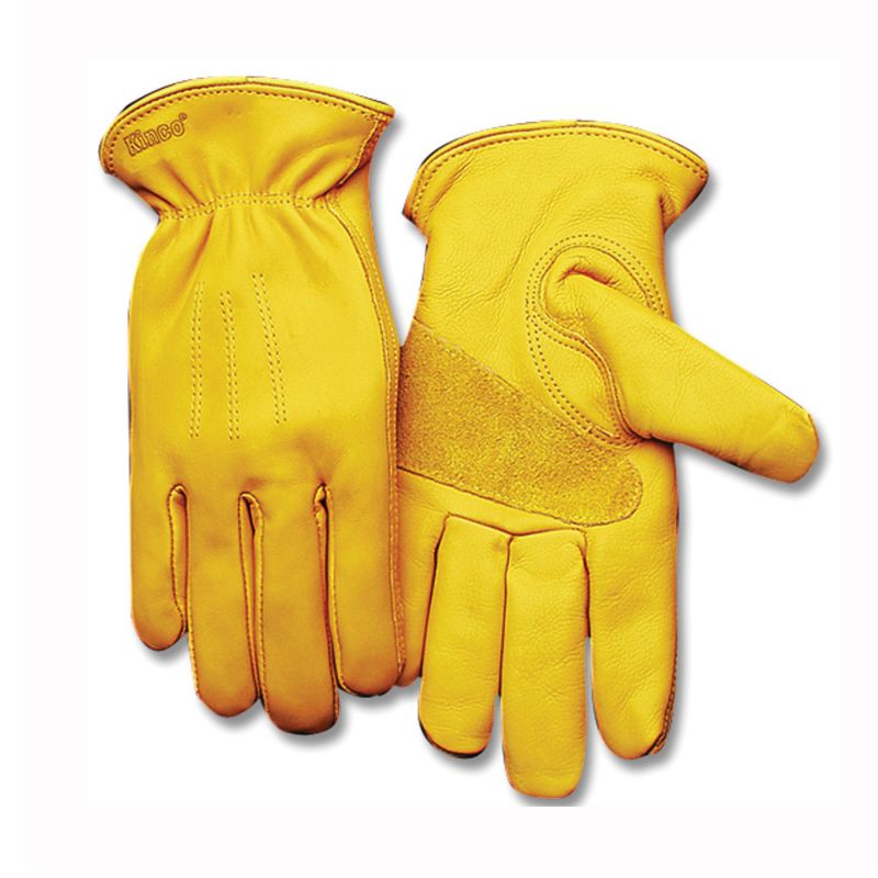 Heatkeep 198HK-XL Premium-Grade Driver Gloves, Men&#039;s, XL, 11 in L, Keystone Thumb, Easy-On Cuff, Cowhide Leather, Gold XL, Gold