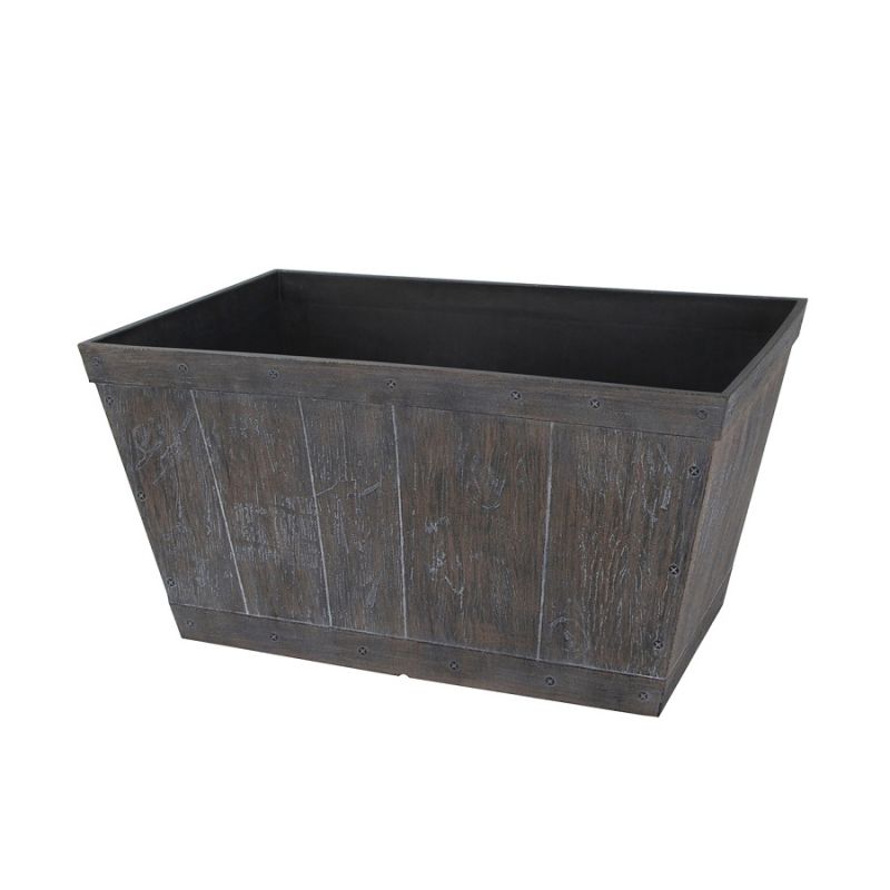 Landscapers Select S17060122-01-A Barn Planter, 12 in H, 24 in W, Rectangle, High-Density Resin, White Wash, White Wash 24 In W X 15 In D X 12 In H, 1.413 Cu-ft, White Wash