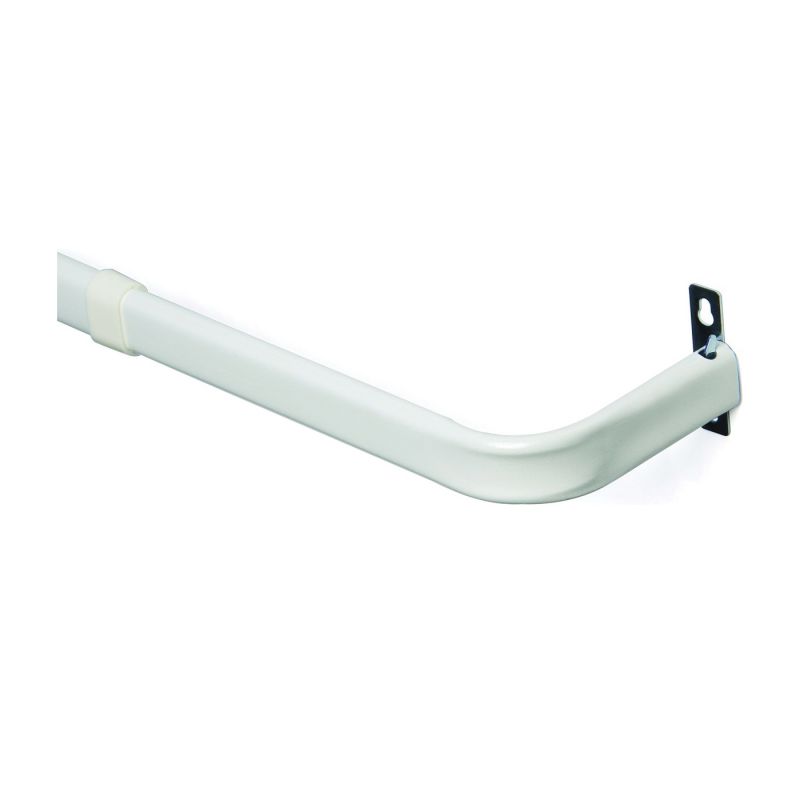 Kenney KN527 Curtain Rod, 1 in Dia, 48 to 86 in L, Steel, White White