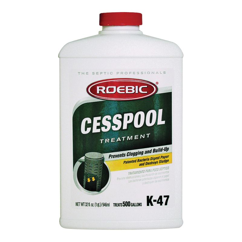 Roebic K-47 Cesspool Bacteria Treatment, Liquid, Straw, Earthy, 1 qt Straw