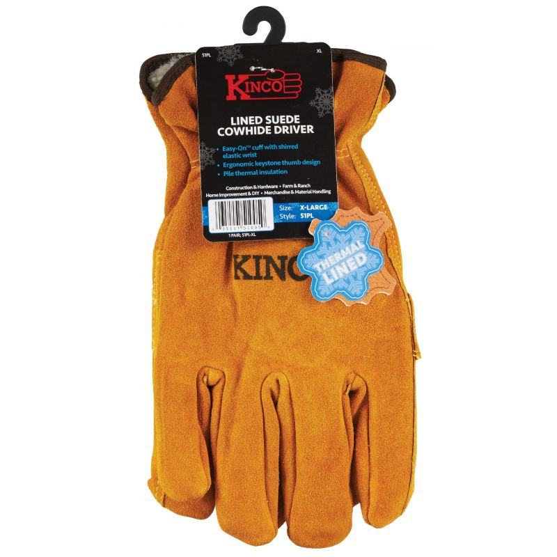 Kinco Men&#039;s Full Suede Winter Work Glove XL, Golden