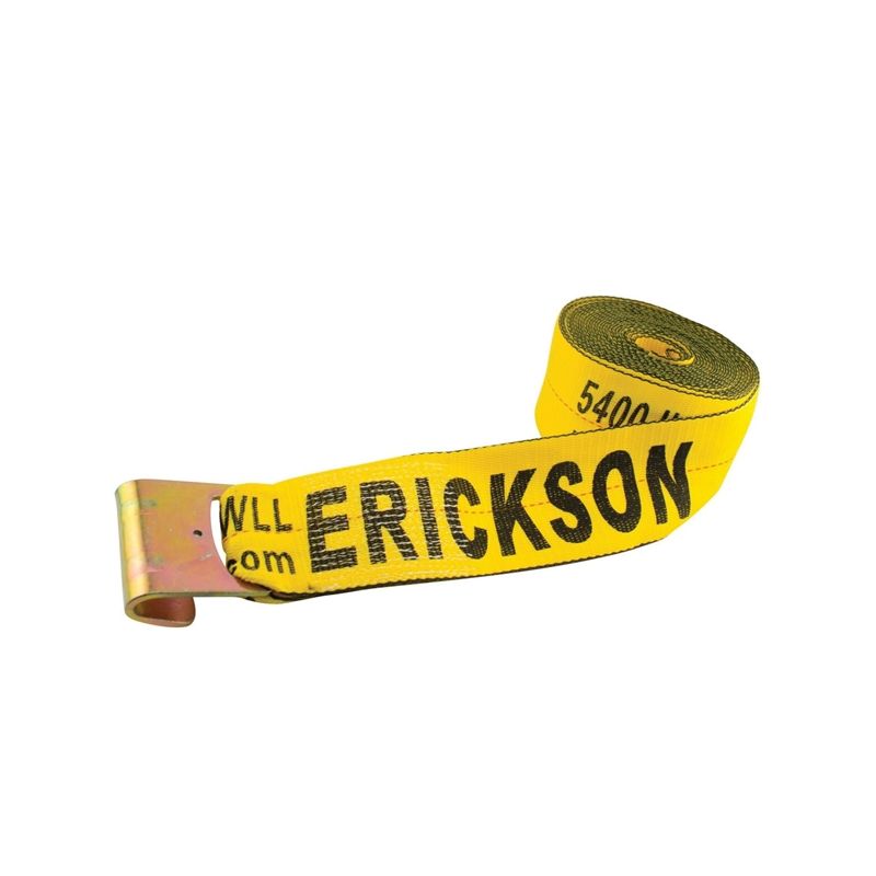 Erickson 58800 Winch Strap, 4 in W, 30 ft L, Polyester, Yellow, 5400 lb Working Load Yellow