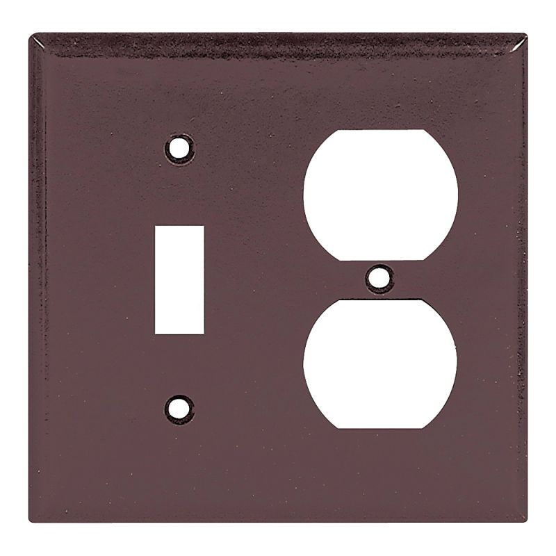Eaton Wiring Devices 2138B-BOX Combination Wallplate, 4-1/2 in L, 4-9/16 in W, 2 -Gang, Thermoset, Brown Brown