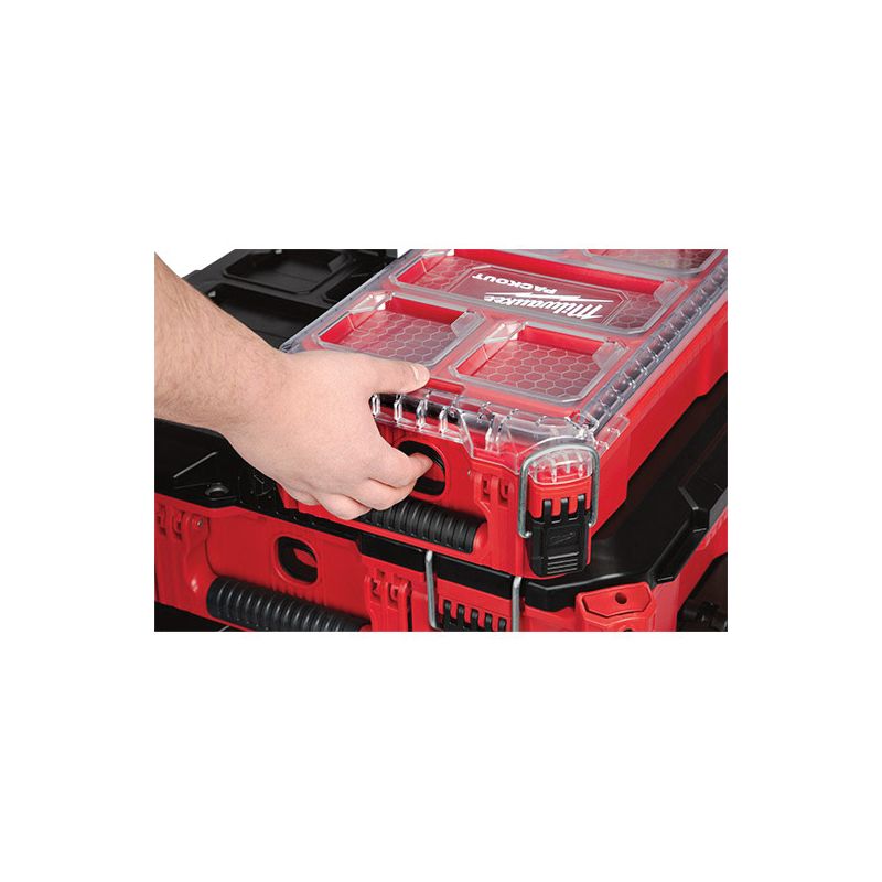 Milwaukee 48-22-8435 Organizer, 75 lb Capacity, 9.72 in L, 15.24 in W, 4.61 in H, 5-Compartment, Plastic, Red 75 Lb, Red
