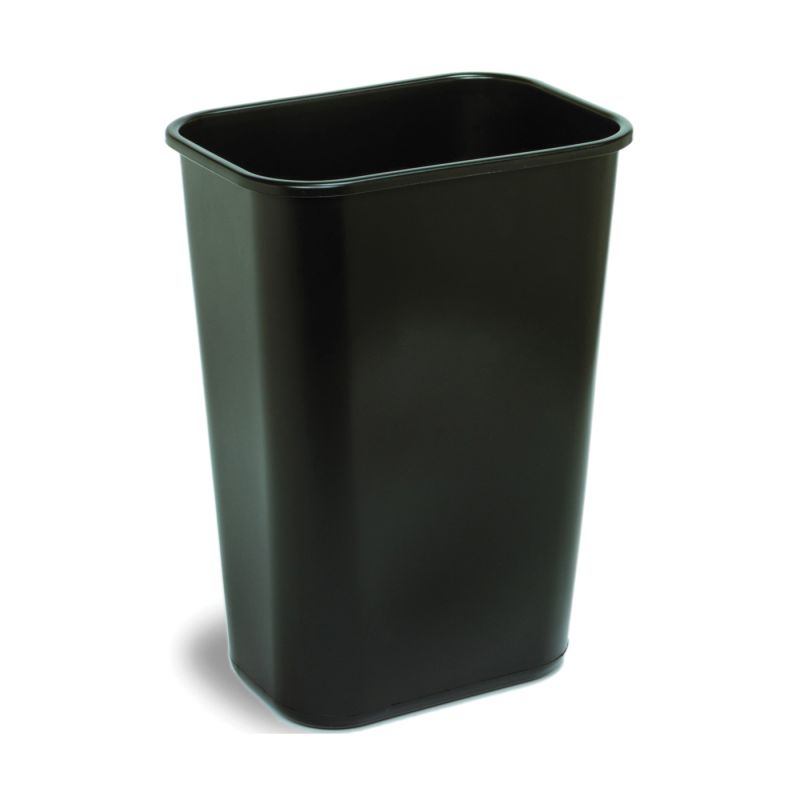 Continental Commercial 4114BK Waste Basket, 41.125 qt, Plastic, Black, 19-7/8 in H 41.125 Qt, Black