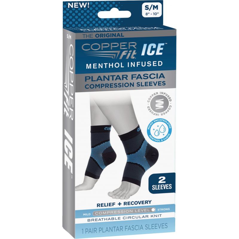Copper Fit Ice Compression Foot Sleeve S/M 8 In. To 10 In. Ankle, Black