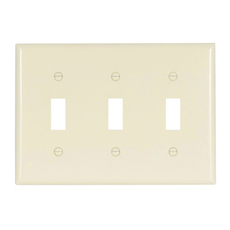 Eaton Wiring Devices 2141LA-BOX Wallplate, 4-1/2 in L, 3-3/8 in W, 3 -Gang, Thermoset, Light Almond, High-Gloss Light Almond