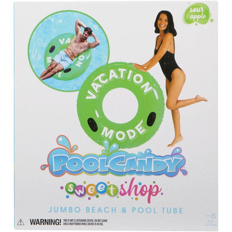 PoolCandy Candygrams Tube Pool Float Green, Ride-On