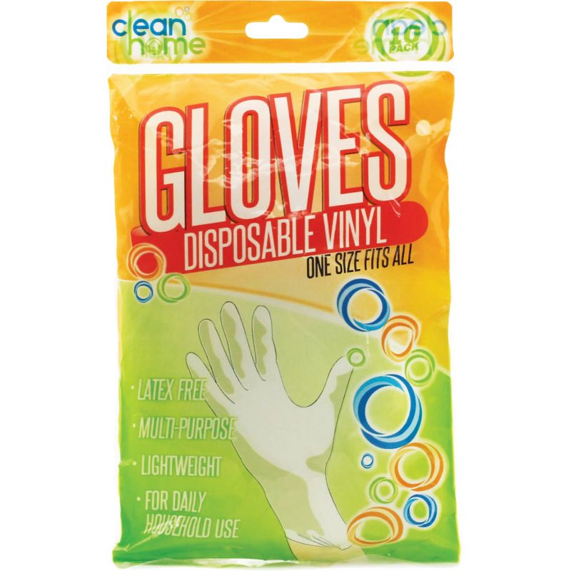Clean Home Disposable Vinyl Gloves 1 Size Fits Most, White (Pack of 24)