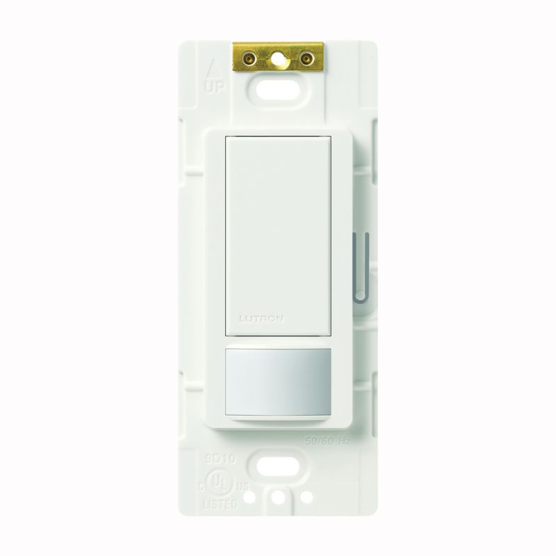 Lutron Maestro MS-VPS2H-WH Sensor Switch, 2 A, 120 V, 1 -Pole, Motion Sensor, 180 deg Sensing, 30 ft Sensing White