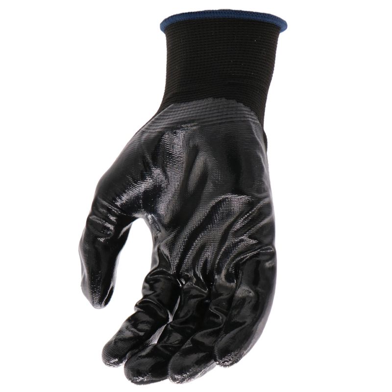 Boss Grip Series B31191-XL Coated Gloves, XL, Knit Wrist Cuff, Nitrile Coating, Nylon, Black XL, Black