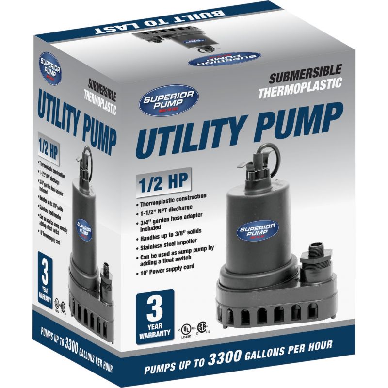 Superior Pump 1/2 H.P. Thermoplastic Utility Pump