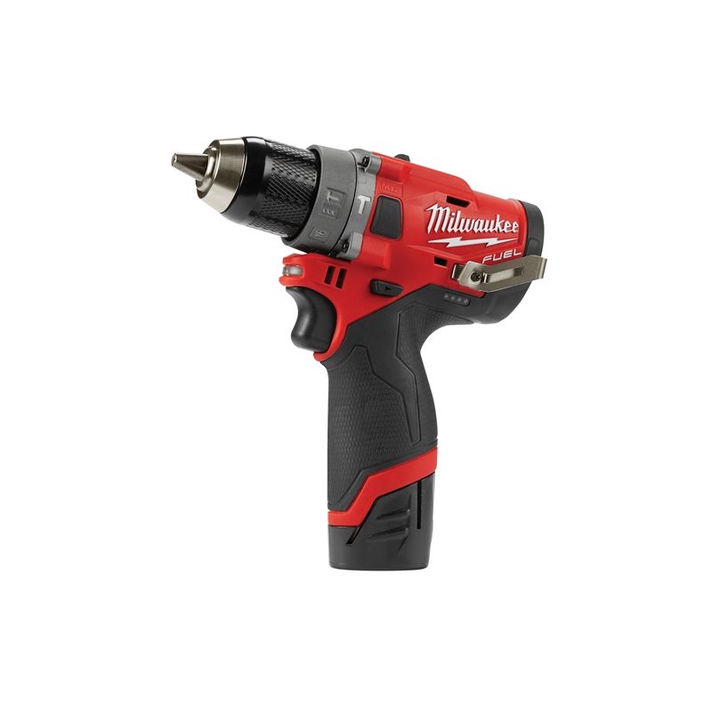 Milwaukee 2504-22 Hammer Drill Kit, Battery Included, 12 V, 2, 4 Ah, 1/2 in Chuck, Ratcheting Chuck