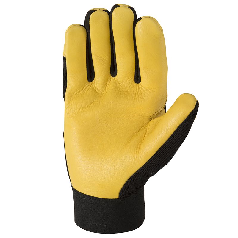 Wells Lamont 3210-XL Adjustable Work Gloves, Men&#039;s, XL, Spandex Back, Black/Gold/Yellow XL, Black/Gold/Yellow