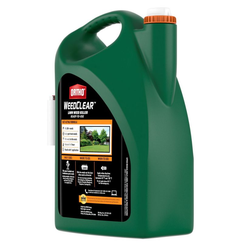 Ortho WeedClear 0446505 Ready-To-Use Lawn Weed Killer, Liquid, Spray Application, 1.1 gal Jug Light Brown