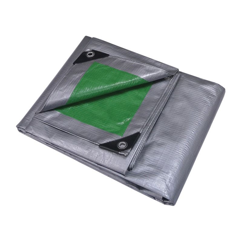 ProSource T1216GS140 Tarpaulin, 16 ft L, 12 ft W, 8 mil Thick, Polyethylene, Green/Silver Green/Silver