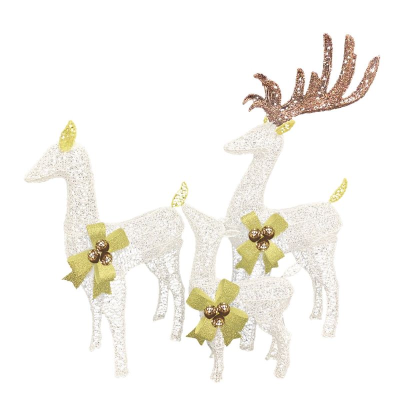 Alpine Reindeer Family LED Lighted Decoration 10 In. W. X 35 In. H. X 21 In. L.