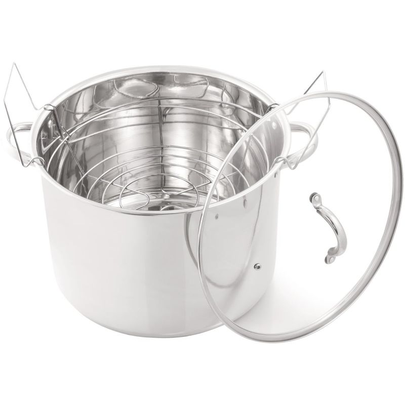 McSunley Prep-n-Cook Stainless Steel Canner Holds 7 Qt. Jars, 21.5 Qt., Silver