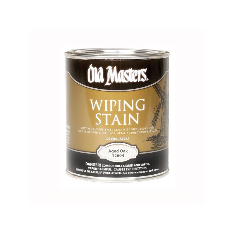 Old Masters 12604 Wiping Stain, Aged Oak, Liquid, 1 qt, Can Aged Oak