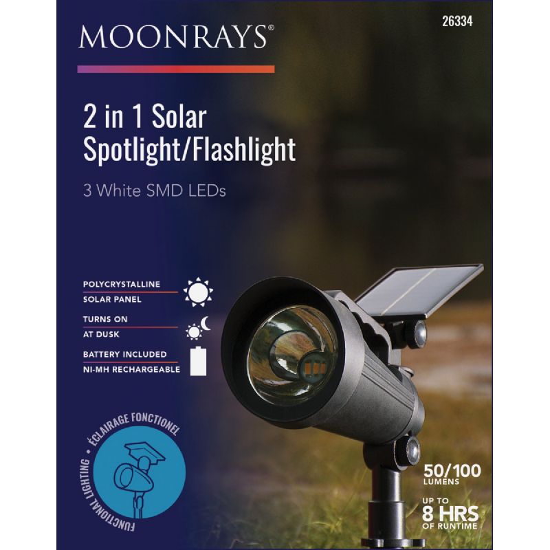 Moonrays SMD LED 2-In-1 Solar Spotlight/Flashlight Black