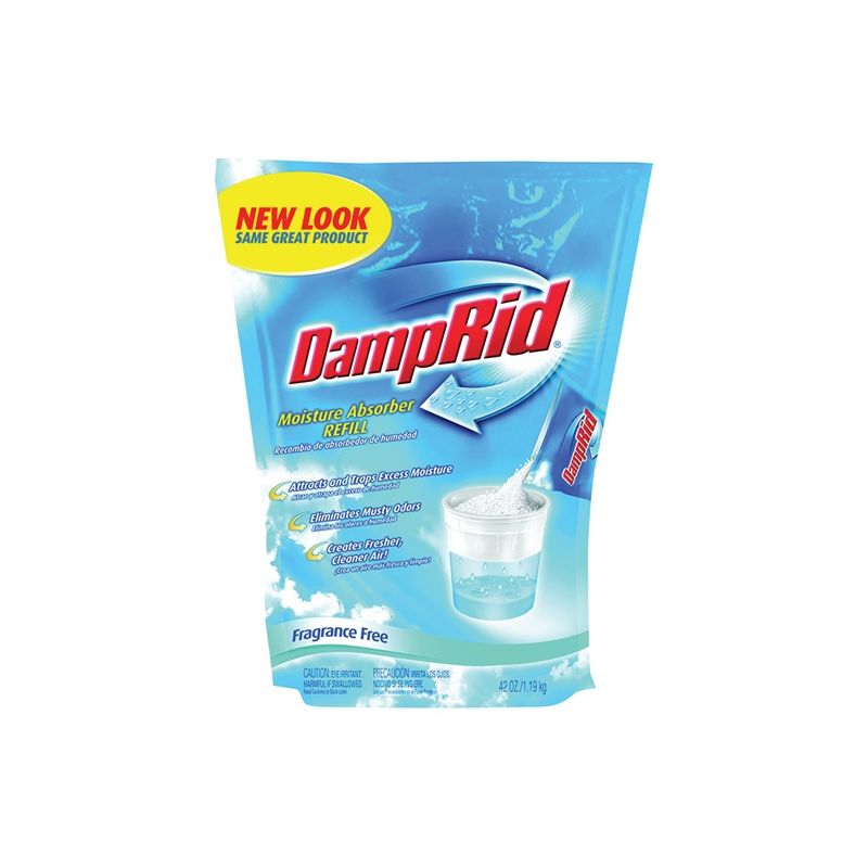 DampRid FG30K Moisture Absorber Refill, 42 oz Pouch, Solid, Odorless Off-White